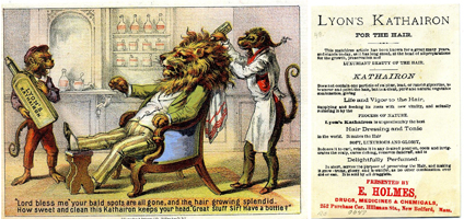 ad Trade card advertisement for Lyon's Kathairon Image found at http://www.rubylane.com/ni/shops/kitbarry/iteml/0649#pic1